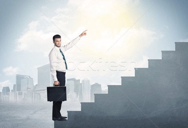 üzletember mászik felfelé beton lépcsőház város Stock fotó © ra2studio