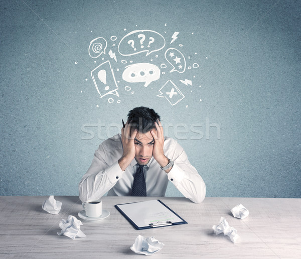 Empresário duvido confuso trabalhador de escritório problema Foto stock © ra2studio