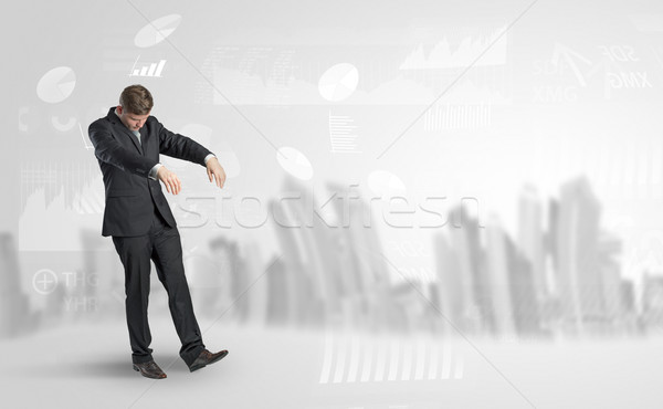 Sleepless businessman with city and report in a dream concept Stock photo © ra2studio