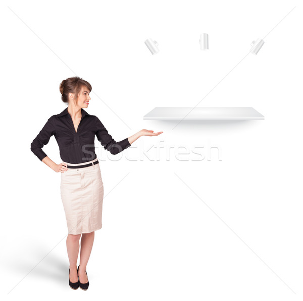 Beutiful young woman presenting modern copy space Stock photo © ra2studio