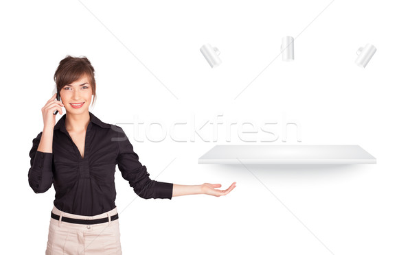 Beutiful young woman presenting modern copy space Stock photo © ra2studio