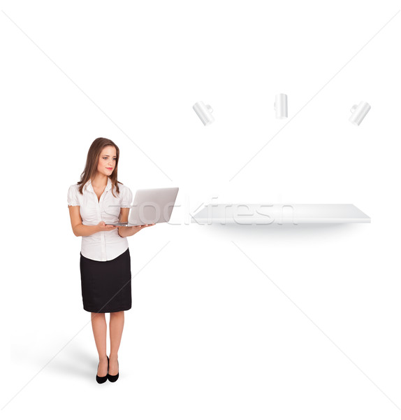 Beutiful young woman presenting modern copy space Stock photo © ra2studio