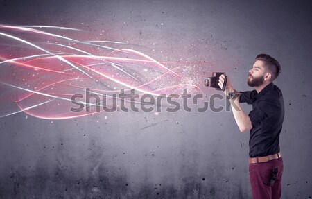 Foto stock: Homem · tinta · spray · carro · barco · motocicleta · desenho