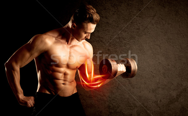 Dopasować kulturysta masy czerwony mięśni Zdjęcia stock © ra2studio