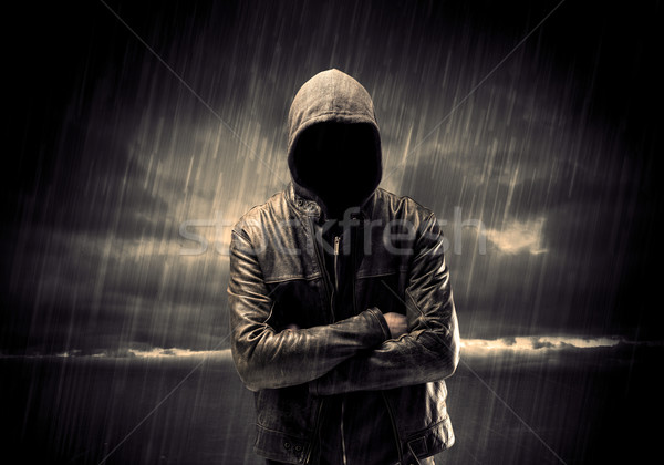 Anonim terrorista éjszaka tolvaj felismerhetetlen áll Stock fotó © ra2studio