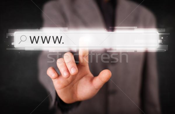 [[stock_photo]]: Jeunes · affaires · toucher · web · navigateur · adresse