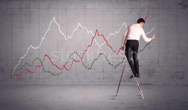 male on ladder drawing chart lines Stock photo © ra2studio