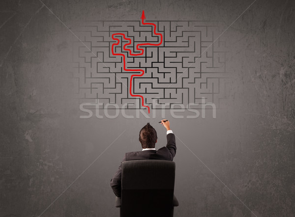 Business man looking at a maze and the way out  Stock photo © ra2studio