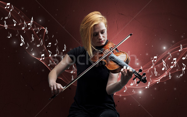 Einsamen Komponist spielen Violine musikalische Stock foto © ra2studio
