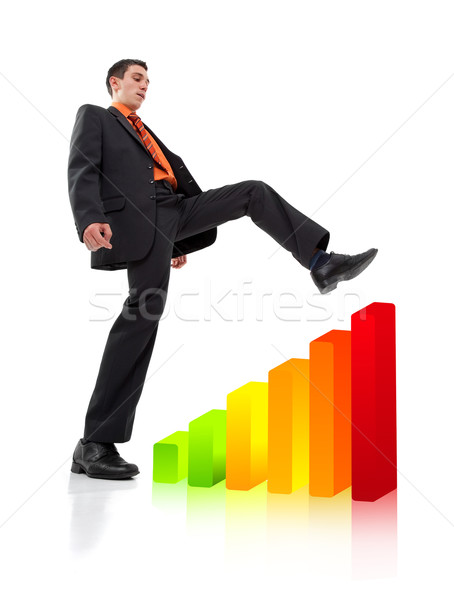 Businessman climbing a chart Stock photo © ra2studio