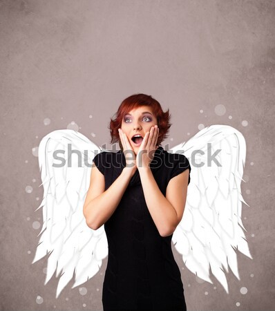 [[stock_photo]]: Cute · fille · ange · illustré · ailes