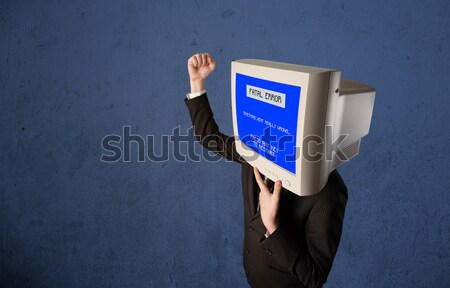 Persona monitor testa errore di blu schermo Foto d'archivio © ra2studio