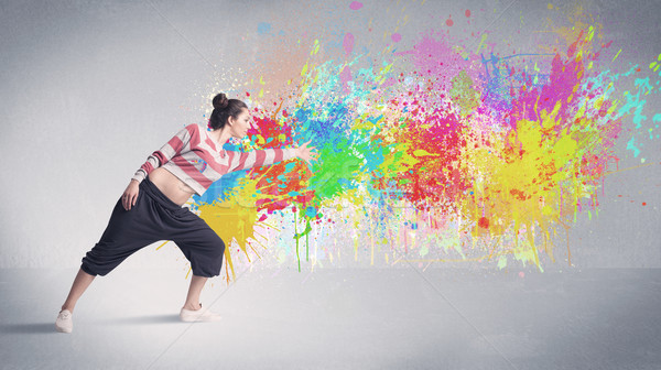 Giovani colorato strada ballerino vernice splash Foto d'archivio © ra2studio
