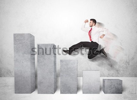 Energiczny człowiek biznesu skoki most luka niebo Zdjęcia stock © ra2studio