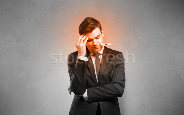 Chorych biznesmen palenie czerwony głowie gorączka Zdjęcia stock © ra2studio
