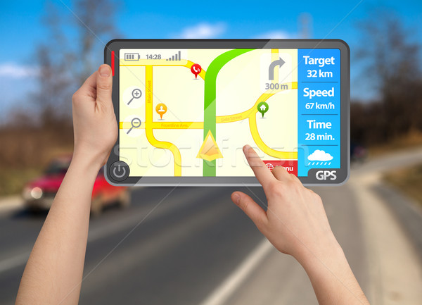 Maschio mano GPS moderno colorato Foto d'archivio © ra2studio