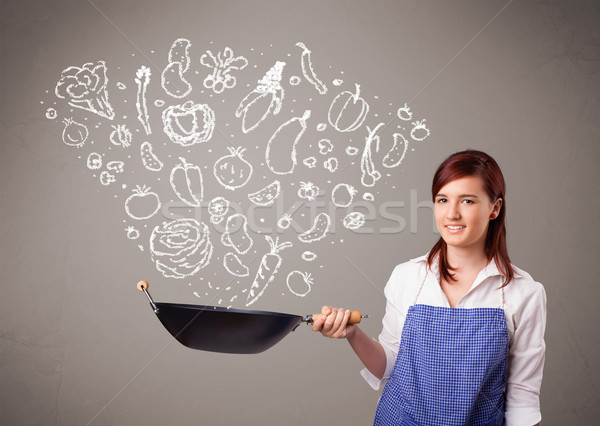 Сток-фото: женщину · приготовления · овощей · довольно · Lady · природы