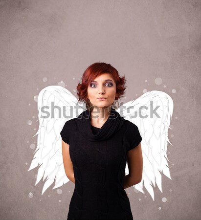 Cute persoon engel geïllustreerd vleugels Stockfoto © ra2studio