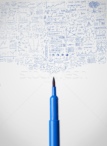 Felt pen close-up with diagrams Stock photo © ra2studio