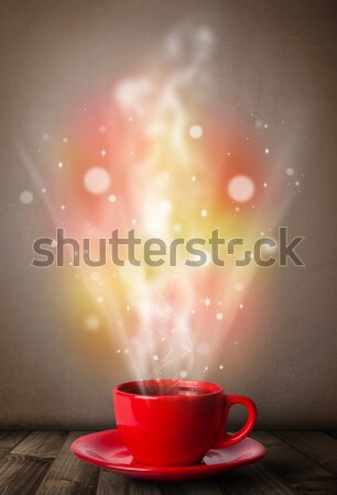 Tasse de café résumé vapeur coloré lumières [[stock_photo]] © ra2studio