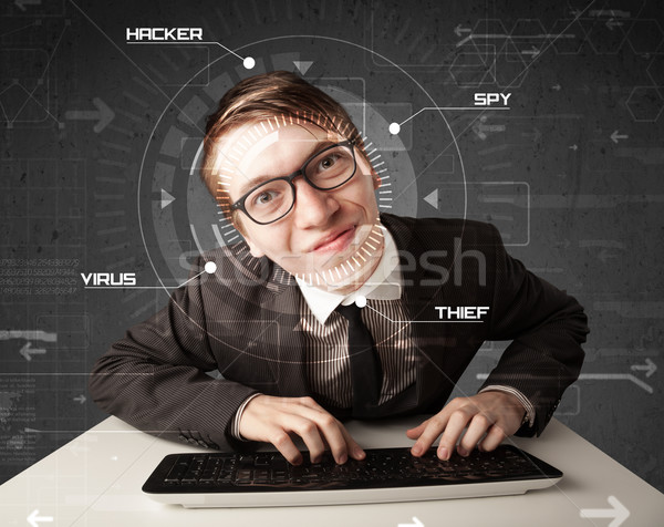 Jungen Hacker futuristisch Hacking persönlichen Informationen Stock foto © ra2studio