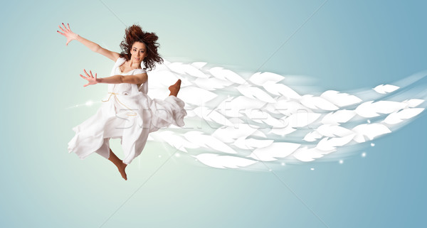 Zdrowych młoda kobieta skoki około jasne Zdjęcia stock © ra2studio
