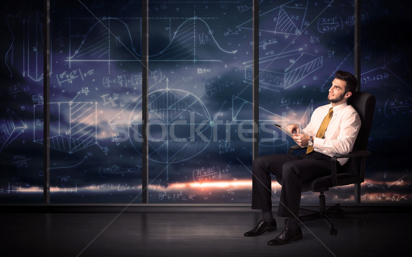 Om de afaceri comprimat birou cameră grafic Imagine de stoc © ra2studio