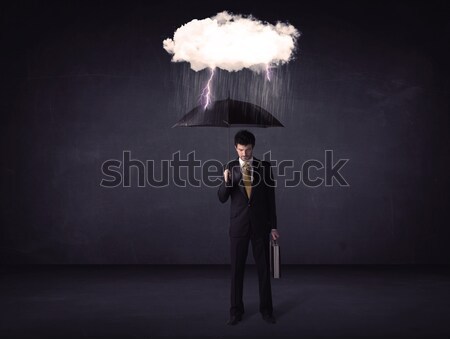 üzletember áll esernyő kicsi vihar felhő Stock fotó © ra2studio