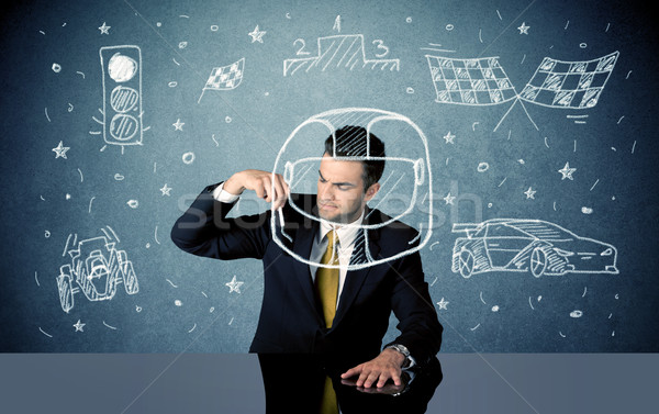 Student dreaming of  becoming racer concept Stock photo © ra2studio