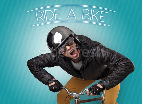 ストックフォト: サイクリスト · 自転車 · 小さな · 男 · 男 · 幸せ