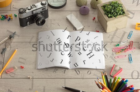 Ouvrir portable lettres étage bureau éducation [[stock_photo]] © ra2studio