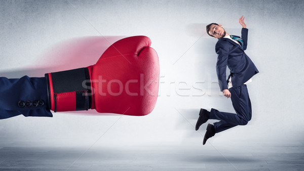 Groot hand boksen weinig zakenman Rood Stockfoto © ra2studio