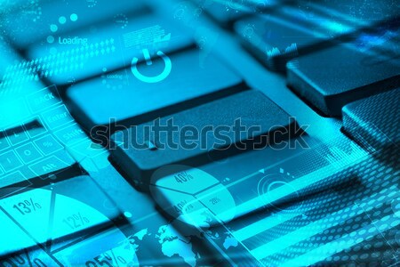 Stock photo: Keyboard with glowing social network icons