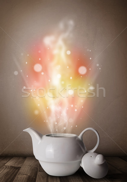 Tea pot with abstract steam and colorful lights Stock photo © ra2studio