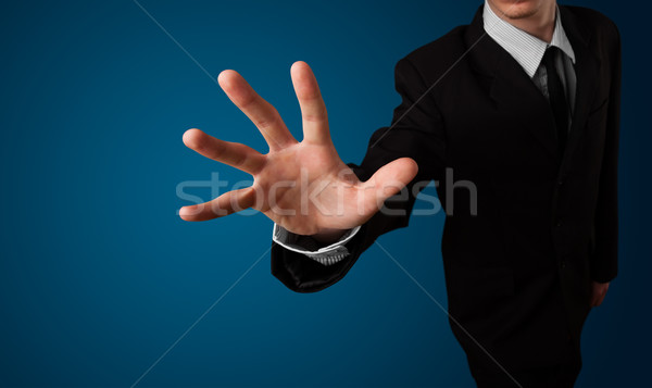 Stockfoto: Zakenman · denkbeeldig · knop · jonge · business