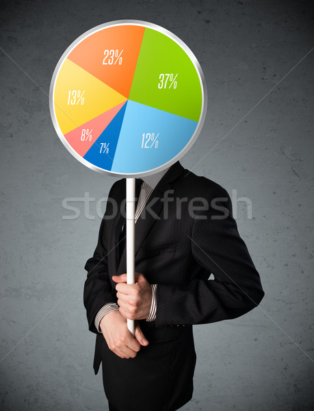 Businessman holding a pie chart Stock photo © ra2studio