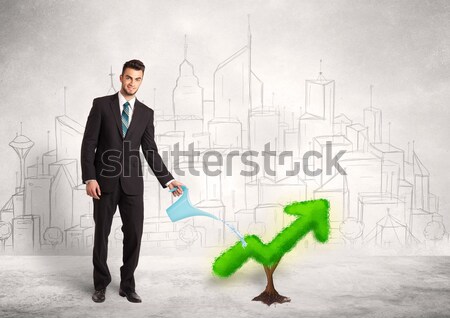 [[stock_photo]]: Homme · d'affaires · vert · usine · flèche · affaires