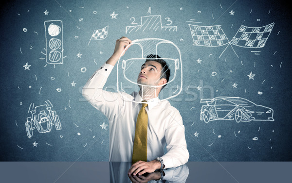 Student dreaming of  becoming racer concept Stock photo © ra2studio