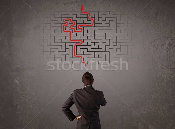 Business man looking at a maze and the way out  Stock photo © ra2studio