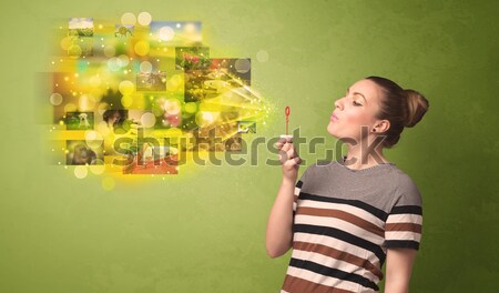 Foto stock: Bonitinho · menina · colorido · memória