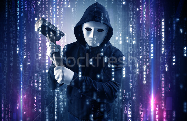 Stock fotó: Felfegyverzett · hacker · biztonság · felhő · anonim · adat