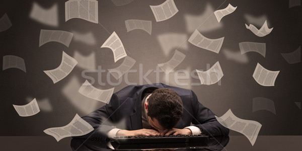 üzletember alszik iroda papírmunka fiatal asztal Stock fotó © ra2studio