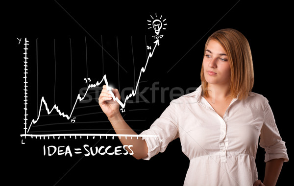 Woman drawing graph on whiteboard Stock photo © ra2studio