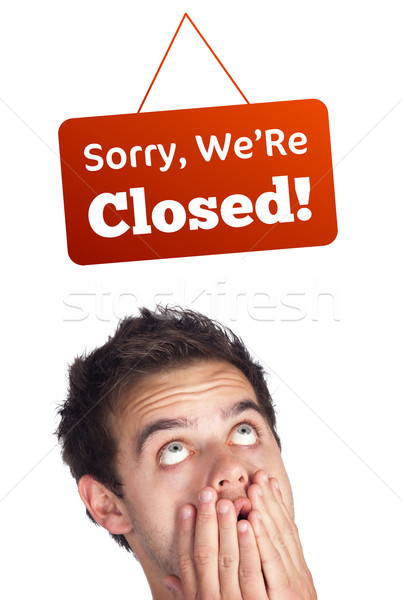 Young persons head looking at closed and open signs Stock photo © ra2studio