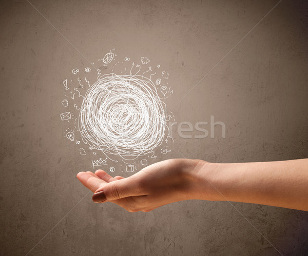Stock photo: Chaos concept in the hand of a woman