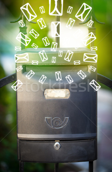Stockfoto: Mailbox · brief · iconen · groene · papier