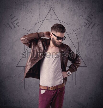 Foto stock: Casual · funny · masculina · teléfono · móvil · jóvenes