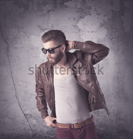 Gut aussehend Hipster Mode Kleidung funny Jahrgang Stock foto © ra2studio