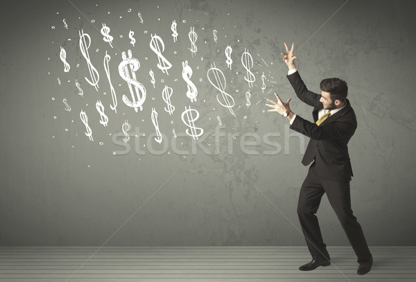 Young business people with hand drawn dollar signs Stock photo © ra2studio