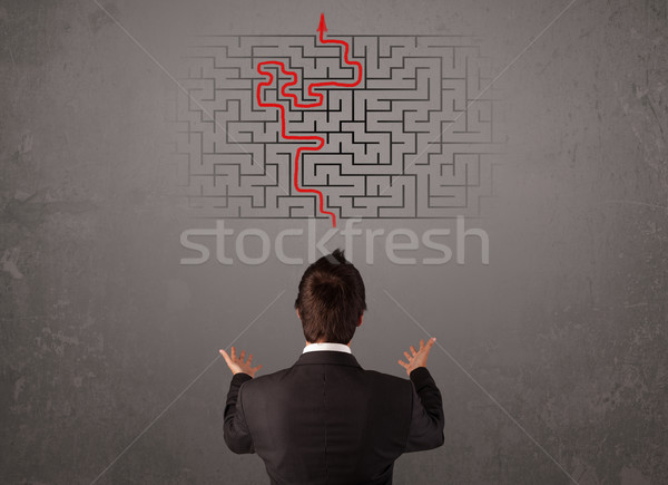 Business man looking at a maze and the way out  Stock photo © ra2studio